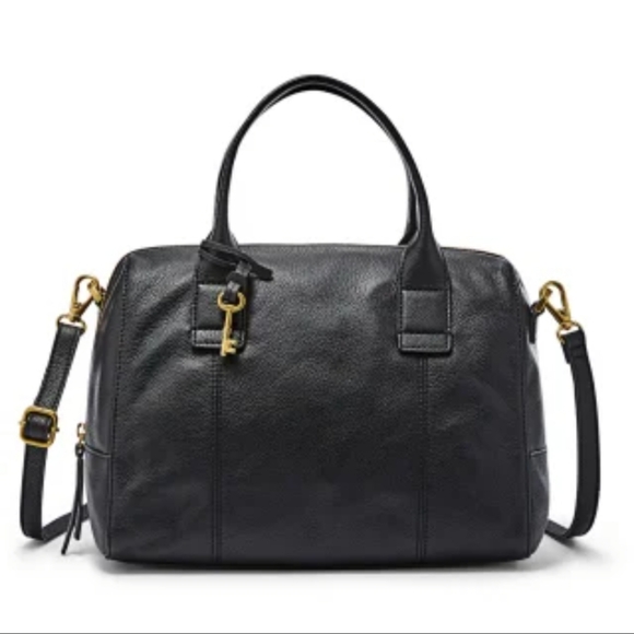 Fossil Jori Black‎ Leather Mini Satchel Handbag Purse Vintage Hobo Crossbody - Picture 1 of 15